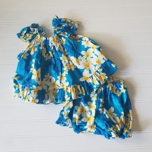 Baby Girl's Hawaiian Matching Set- Blue